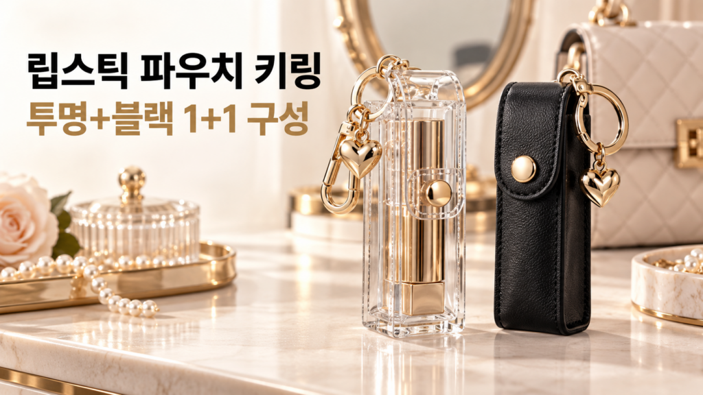 [홀리크] 립쏙 포켓 크리스탈 립스틱 파우치 키링 투명+블랙 1세트 제품 이미지