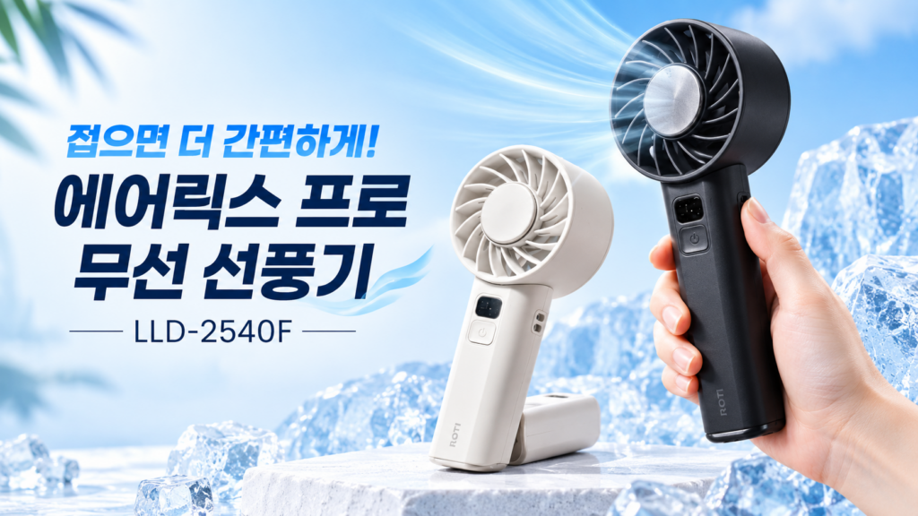 로티홈시스 에어릭스 프로 접이식 무선 휴대용 선풍기 LLD-2540F 제품 이미지