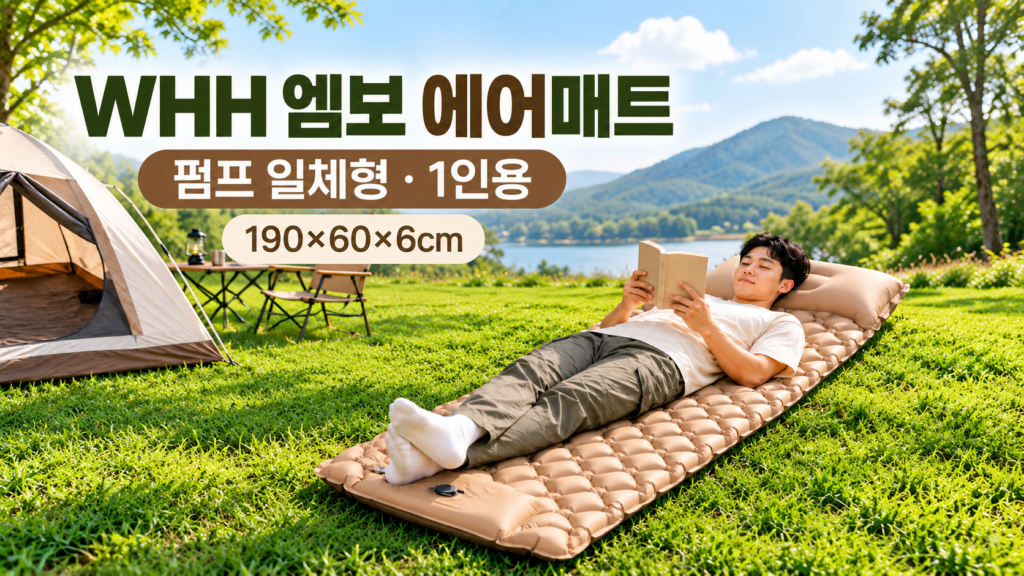WHH 엠보 에어매트 myy-zc26121-001 펌프 일체형 1인용 캠핑·차박 매트 제품 이미지