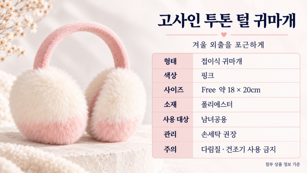 고사인 접이식 투톤 털 귀마개｜찬바람 부는 날, 포근하게 완성하는 겨울 코디 제품 이미지