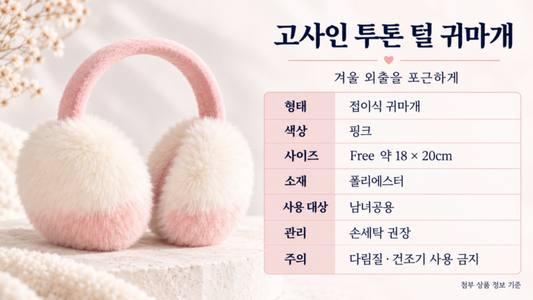 고사인 접이식 투톤 털 귀마개｜찬바람 부는 날, 포근하게 완성하는 겨울 코디