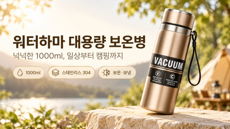 워터하마 1000ml 진공 스테인리스 304 보온병｜운동·출근·캠핑에 챙기는 대용량 텀블러