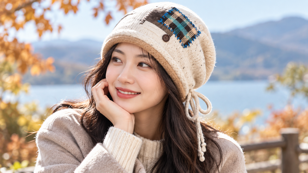 데이즈원 여성 가을 겨울 비니 두건 모자｜패치 포인트로 포근한 겨울 스타일링 제품 이미지
