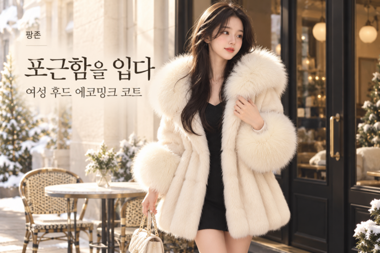 3만원대에 완성하는 겨울 분위기｜여성 후드 에코밍크 퍼카라 롱코트