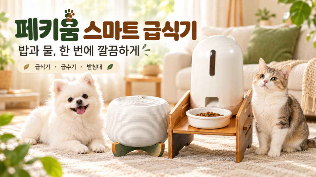 페키움 PSF-20 스마트 급식기 풀패키지｜강아지·고양이 급수기와 받침대까지 한 번에 제품 이미지