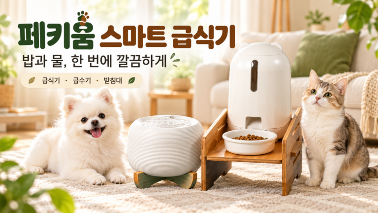 페키움 PSF-20 스마트 급식기 풀패키지｜강아지·고양이 급수기와 받침대까지 한 번에