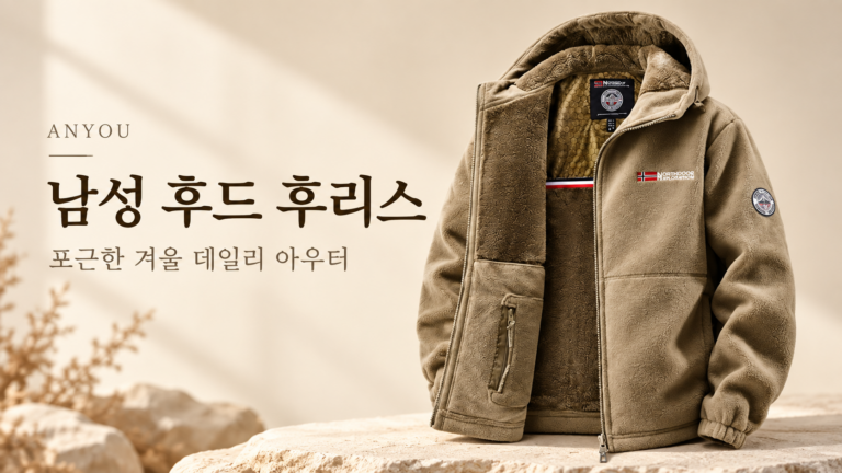 ANYOU 남성 양털 후리스 후드 집업 자켓｜2026년 제조 겨울 보온 아우터