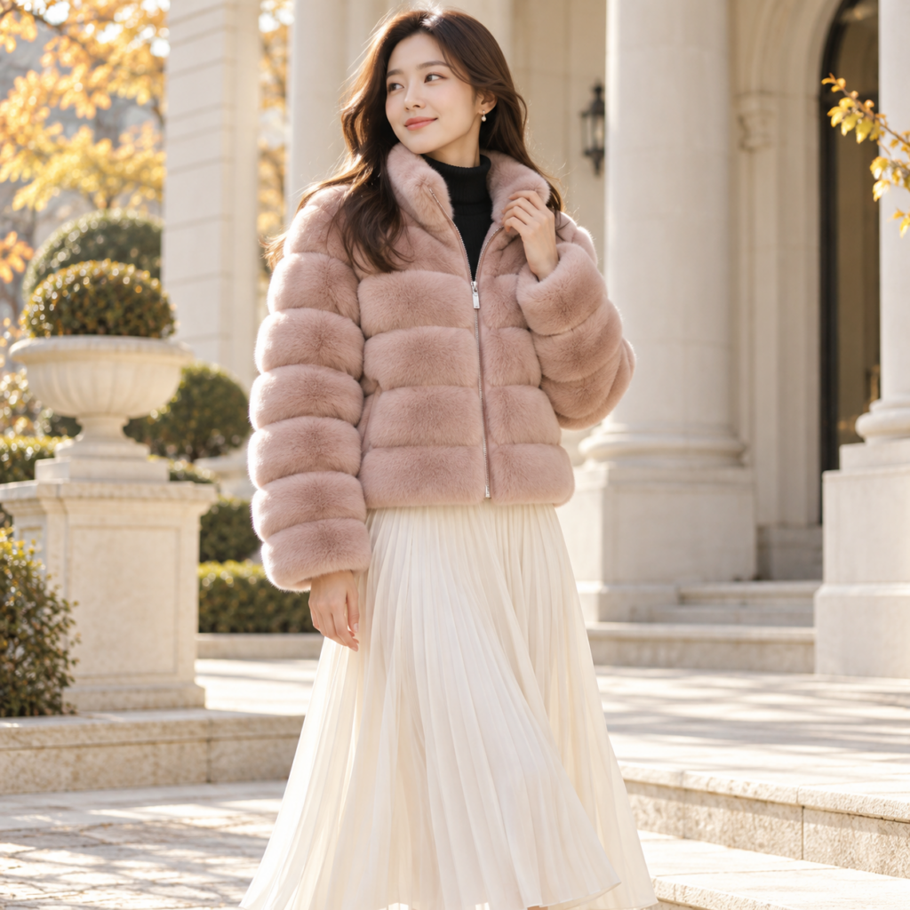 라뷰드 루즈핏 물결 페이크 퍼 집업 숏코트｜3만원대 겨울 코디, 구매 전 확인할 점 제품 이미지
